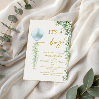 Invitation Fête de naissance de bébé garçon Ballon Bleu de Ve