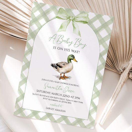 Invitation Fête de naissance de bébé garçon Canard colvert