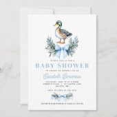 Invitation Fête de naissance de bébé garçon canard colvert bl (Devant)