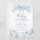 Invitation Fête de naissance de bébé garçon en fleurs (Devant)