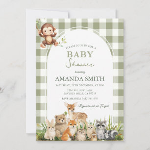 Invitation Fête de naissance de bébé garçon forêt de bois ver