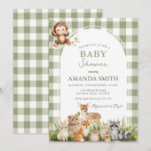 Invitation Fête de naissance de bébé garçon forêt de bois ver (Devant / Derrière)