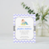 Invitation Fête de naissance de bébé garçon mignon, Chevron b (Debout devant)