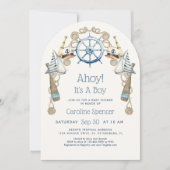 Invitation Fête de naissance de bébé garçon : Ohé ! (Devant)