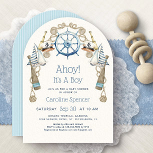 Invitation Fête de naissance de bébé garçon : Ohé !