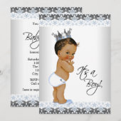 Invitation Fête de naissance de bébé garçon prince ethnique v (Devant / Derrière)