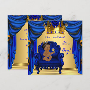 Invitation Fête de naissance de bébé garçon Prince Royal Bleu