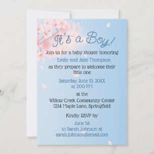 Invitation Fête de naissance de bébé garçon Rose pastel Bleu 