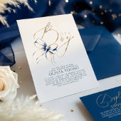 Invitation Fête de naissance de bébé garçon Ruban Bleu Marine