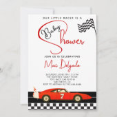 Invitation Fête de naissance de bébé garçon voiture de course (Devant)