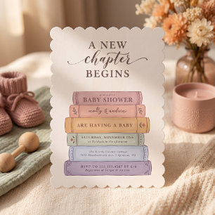 Invitation Fête de naissance de bébé Livre Nouveau Chapitre