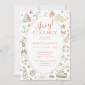 Invitation Fête de naissance de bébé marin (Devant)