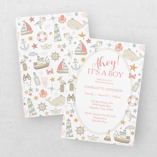 Invitation Fête de naissance de bébé marin