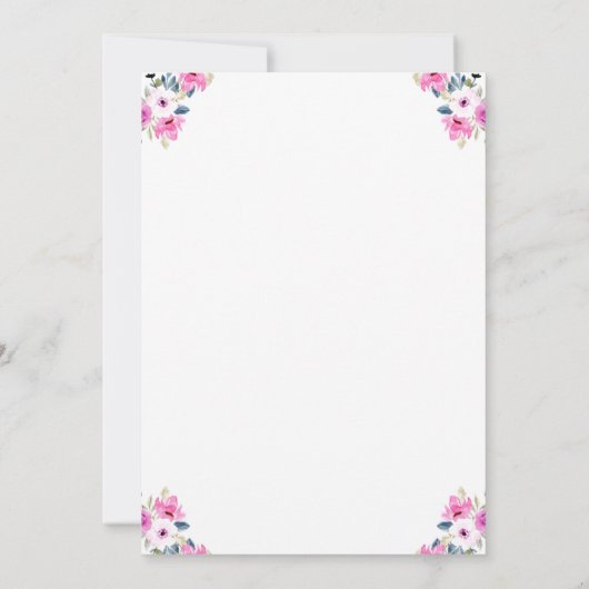 Invitation Fête de naissance de bébé paresseux floral rose (Dos)