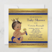 Invitation Fête de naissance de bébé prince ethnique bleu roy (Dos)