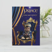 Invitation Fête de naissance de bébé prince royal ethnique Ch (Debout devant)