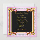 Invitation Fête de naissance de bébé princesse Chaise argent (Dos)