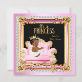 Invitation Fête de naissance de bébé princesse Chaise argent (Devant)