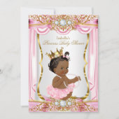 Invitation Fête de naissance de bébé princesse ethnique Rose (Devant)
