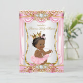 Invitation Fête de naissance de bébé princesse ethnique Rose (Debout devant)