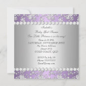 Invitation Fête de naissance de bébé princesse fille Lavande (Dos)
