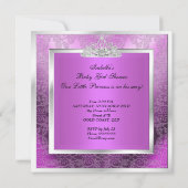 Invitation Fête de naissance de bébé princesse fille rose Béb (Dos)