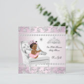 Invitation Fête de naissance de bébé princesse fille rose cha (Debout devant)