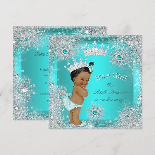 Invitation Fête de naissance de bébé princesse Hiver Ethnique (Devant / Derrière)