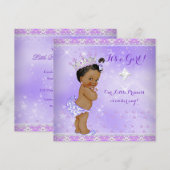 Invitation Fête de naissance de bébé princesse lilas violet l (Devant / Derrière)