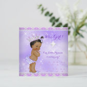 Invitation Fête de naissance de bébé princesse lilas violet l (Debout devant)