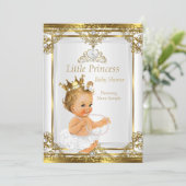 Invitation Fête de naissance de bébé princesse perle blanche (Debout devant)