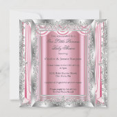 Invitation Fête de naissance de bébé princesse Rose Argent Ba (Dos)