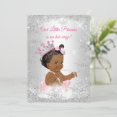 Invitation Fête de naissance de bébé princesse Rose Argent Hi (Debout devant)