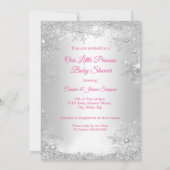 Invitation Fête de naissance de bébé princesse Rose Argent Hi (Dos)