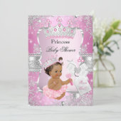 Invitation Fête de naissance de Bébé Princesse Rose Argentée (Debout devant)