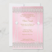 Invitation Fête de naissance de bébé princesse Rose perle den (Dos)
