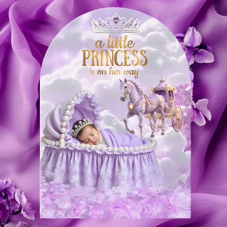 Invitation Fête de naissance de bébé princesse violette Carro