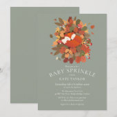 Invitation Fête de naissance de bébé renard mignon de la forê (Devant / Derrière)