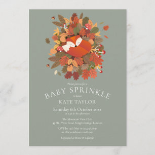 Invitation Fête de naissance de bébé renard mignon de la forê