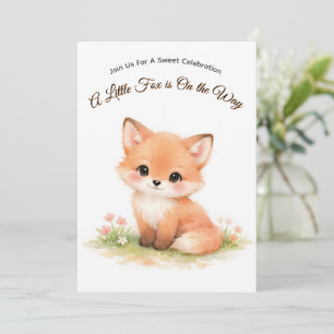 Invitation Fête de naissance de bébé renard pastel mignon, fê