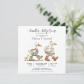 Invitation Fête de naissance de bébé Silly Goose 2 (Debout devant)