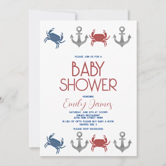 Invitation Fête de Naissance de Bébé sur la Plage avec une An (Devant)