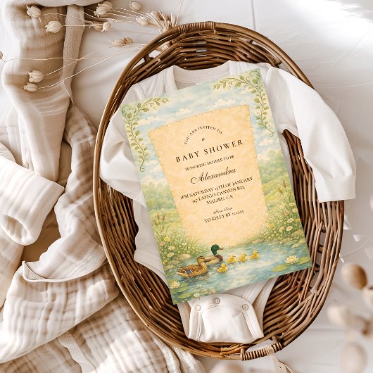 Invitation Fête de naissance de canard de bois
