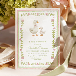 Invitation Fête de naissance de caneton rose fantaisiste