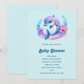 Invitation Fête de Naissance de Créature Marine Dauphin Migno (Devant / Derrière)