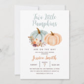 Invitation Fête de naissance de deux petites citrouilles Peac (Devant)