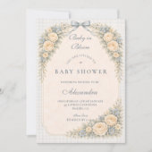 Invitation Fête de naissance de Dusty Blue Rose Arch (Devant)