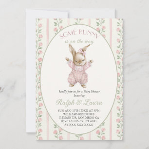 Invitation Fête de naissance de fille au lapin rose