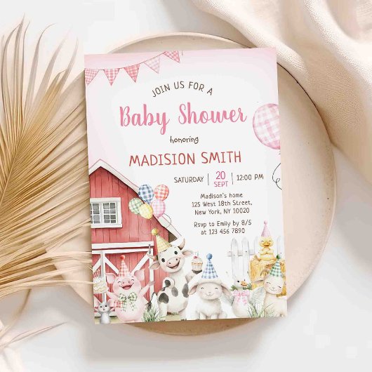 Invitation Fête de naissance de fille avec des animaux de la