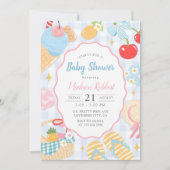 Invitation Fête de naissance de fille pastel de plage côtière (Devant)